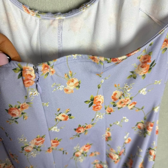 Brand New WeWoreWhat Women's Ruffle Halter Midi Dress Vintage Roses Purple S - Picture 6 of 12